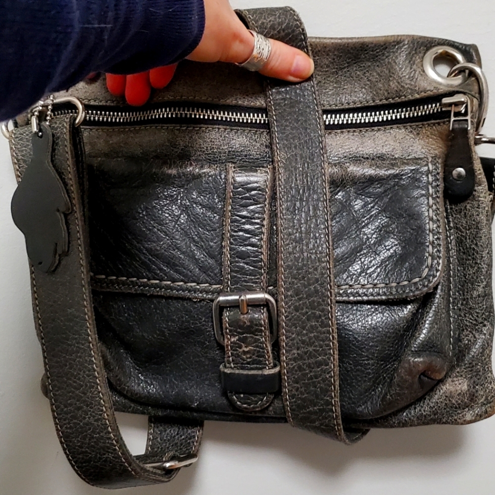 Roots Black leather purse